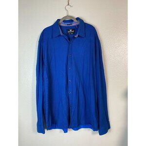 Buttercloth Icy Cotton Button Up Shirt Mens Size 3XL Tall Fit Blue Stretch LS